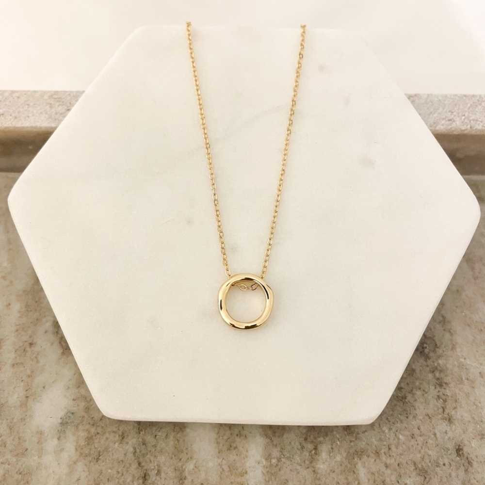925 Sterling Silver Geometric Modern Round Circle Pendant Necklace
